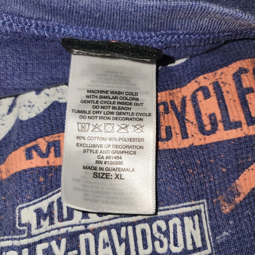 Harley Davidson Womens Long Sleeve Thermal Shirt XL Purple Vneck Biker Daytona - Picture 5 of 6